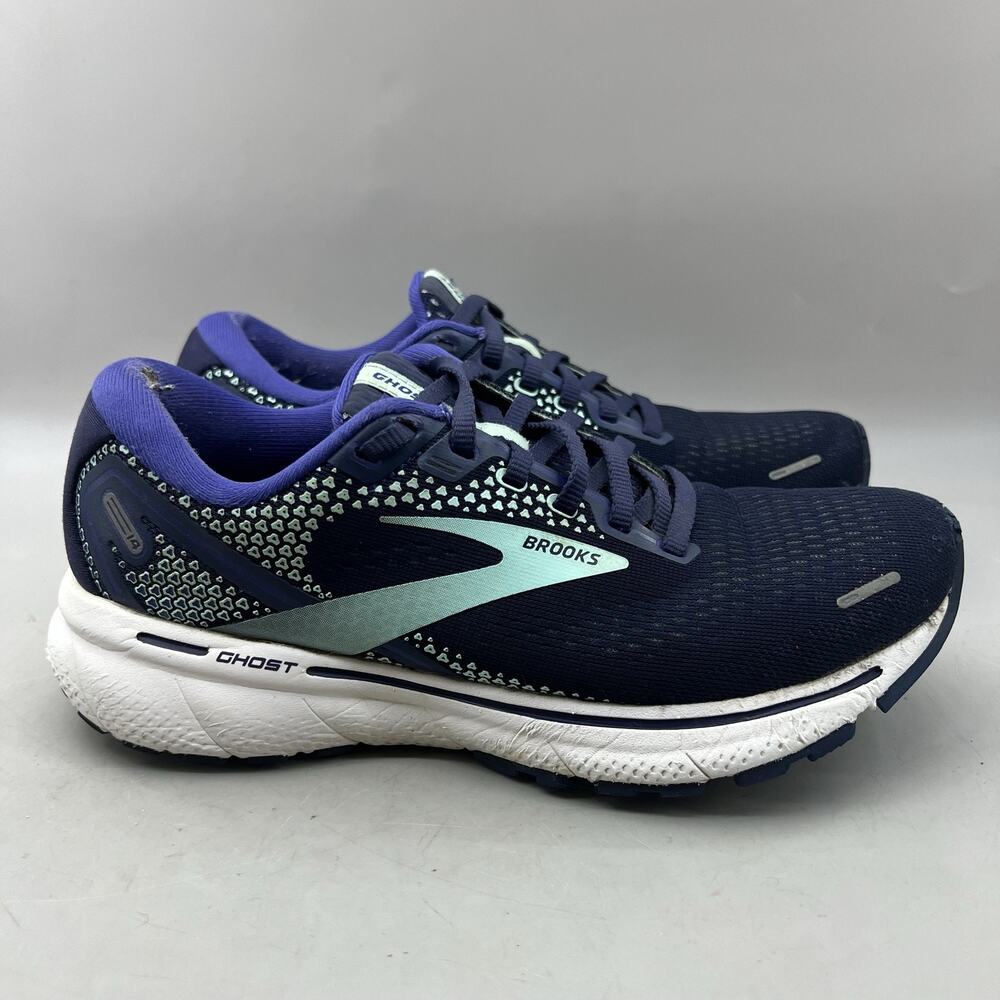 Brooks Ghost 14 Running Shoes Women Size 7 B Blue Mesh Comfort Cushion Sneakers
